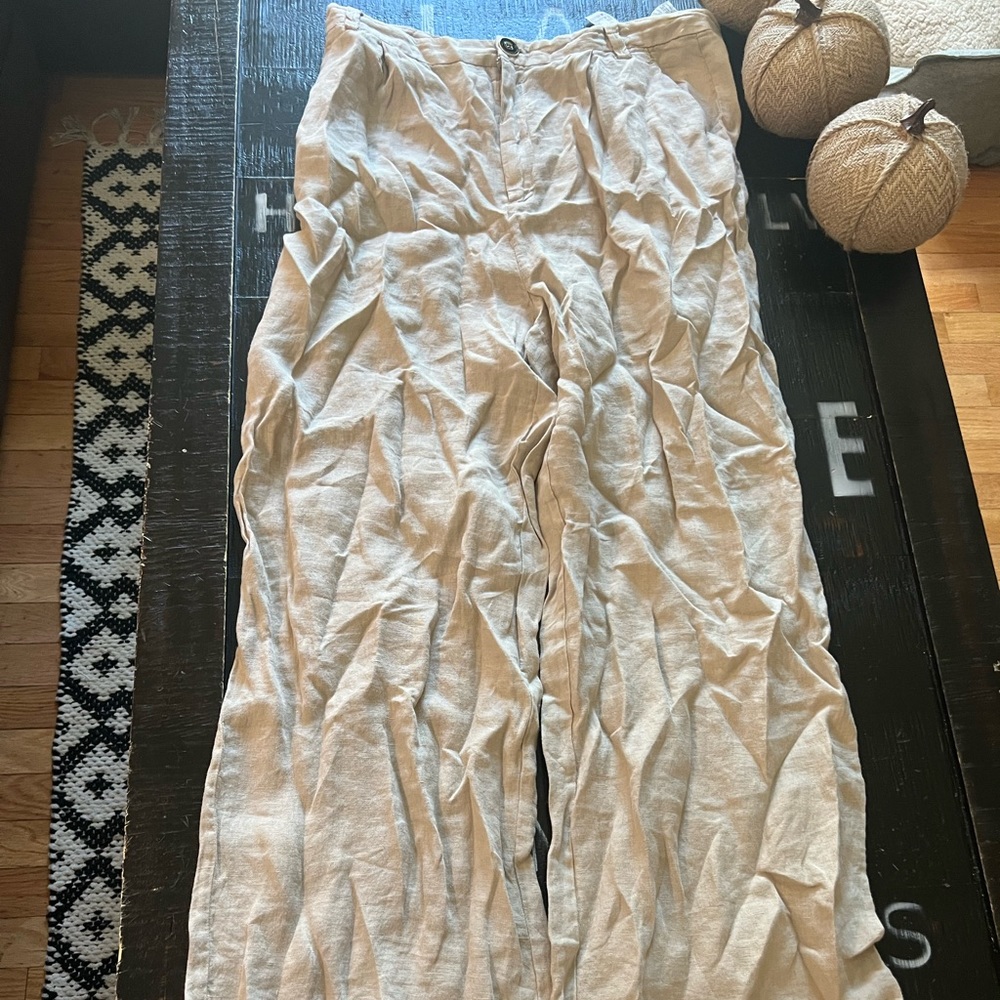Zara Linen Wide-Legged Pants